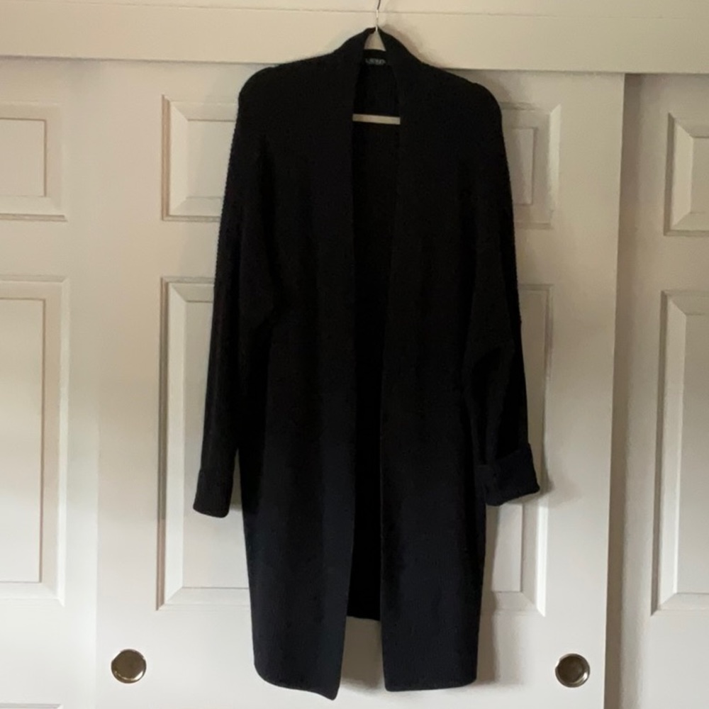 RALPH LAUREN CHARCOAL GREY LONG CARDIGAN SIZE L NWOT